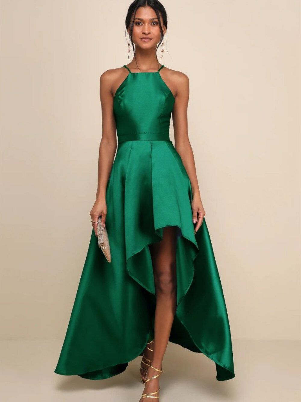 Lulus Broadway Show Emerald Green High-Low Gown Size XL
